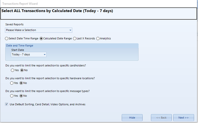 Report Wizard First Screen